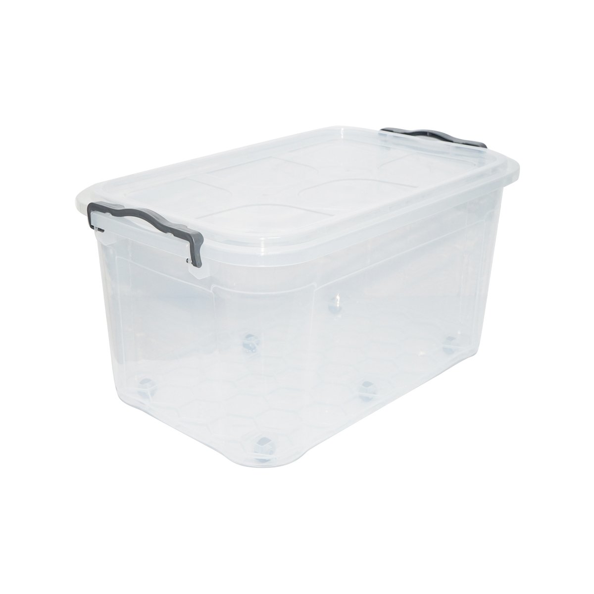 Cutie depozitare 50L cu capac si roti din plastic transparenta 400x630x320mm